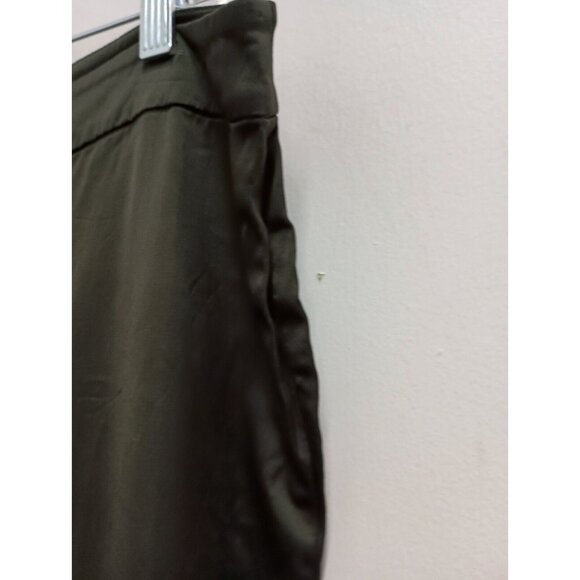 Eileen Fisher Womens Dress Pants Medium Olive Green Satin Straight Leg Classic - Picture 4 of 8